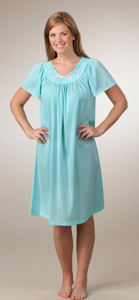 Plus Shadowline Petals Flutter Sleeves Waltz Nightgown - Seafoam