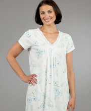 Cyber Sale - Carole Hochman Pima Nightgown - Cap Sleeve Ballet in Harbor Breeze