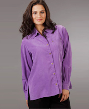 Sale Plus Southern Lady Sueded Collared Blouse - Purple