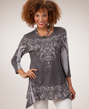 Jess & Jane Hacci Sweater Knit Tunic - Charcoal