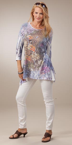 Jess & Jane Hacci Sweater Knit Tunic - Garden Fantasy 