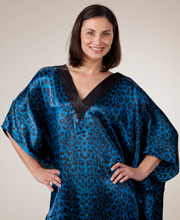 Caftans - Satin Charmeuse Caftan One Size in Rain Cheetah