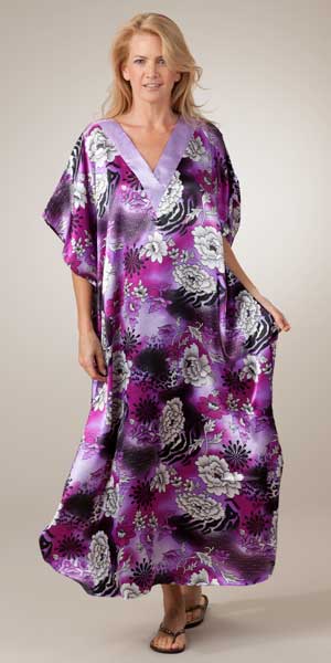 Plum Island Satin Caftan - One Size Fits Most in Plum Island