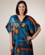 Satin Charmeuse Caftans - One Size Fits Most in Blue Nile
