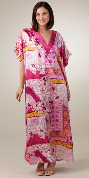 Satin Caftans by Winlar - One Size in Cherry Blossoms