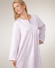 Sale - Plus Carole Hochman - Brushed Back Satin Nightgown - Lavender with Floral Spray