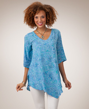 Lost River Tunics for Women - Flattering Rayon Tunic Top in Sea Jewel