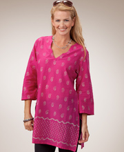 Sale - Peppermint Bay 100% Cotton Semi-Sheer Tunic - Fuschia Paisley