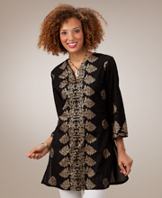 Peppermint Bay 100% Cotton Tunic for Women - Cleo Black 