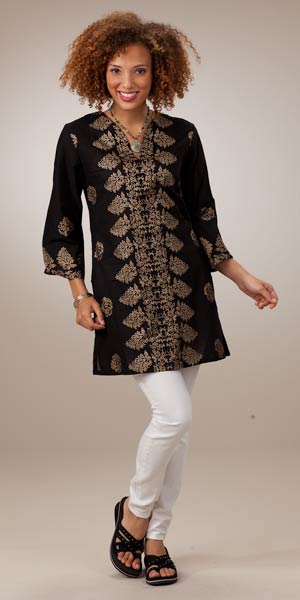 Peppermint Bay 100% Cotton Tunic for Women - Cleo Black 