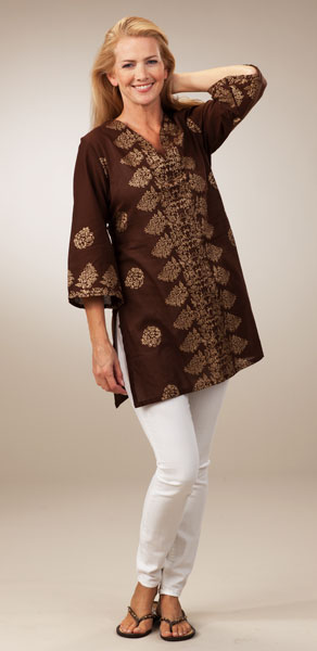 Peppermint Bay Cotton Tunics - 100% Cotton Tunic in Cleo Brown