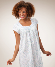 Eileen West Short Sleeve Cotton Lawn Ballet Gown - Santorini Garden