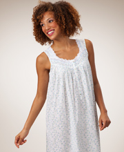 Eileen West Sleeveless Cotton Lawn Ballet Nightgown - Santorini Garden