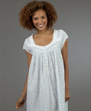 Eileen West Mid-Length Cotton Lawn Cap Sleeve Nightgown - Blue Bonnet