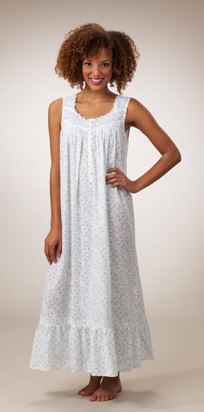 Eileen West Sleeveless Cotton Lawn Ballet Nightgown - Santorini Garden