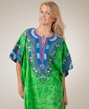 One Size Fits Most! - Peppermint Bay 100% Cotton Caftan - Green Splash