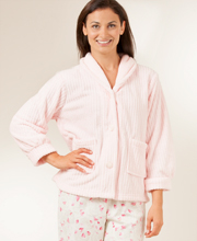 Angel Fleece Bed Jacket Ribbed in Pink