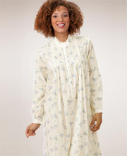 Last Ones XS - Eileen West Long Sleeve Cotton Flounce Nightgown - Chalet Spray Print