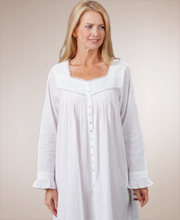 Eileen West Long-Sleeve Cotton Lawn Ballet Button Front Robe - Florence