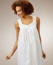 Plus Eileen West Sleeveless Cotton Lawn Daisy Lace Long Nightgown - White