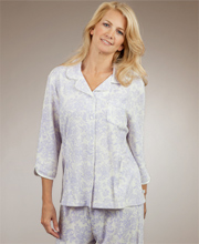 Karen Neuburger Pajamas - Cotton Knit Cardigan PJs in Lavender Print