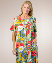 La Cera 100% Cotton Short Sleeve Float Dress - Sunny Garden Print