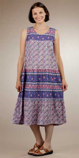 Plus Size La Cera Dress - Soft & Easy 100% Cotton Sleeveless in Lilac Delight