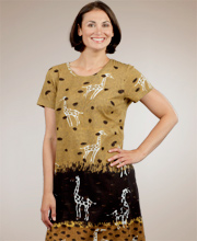 Sale La Cera Casual Dress - Short Sleeve Knit Dress in African Plains Print