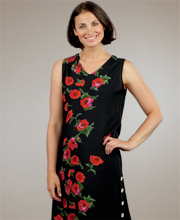 La Cera Casual Dress - Sleeveless Long Dress in Poppy Cascade