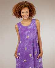 LaCera Sleeveless Long Cotton Knit Dress in  Lavender Garden