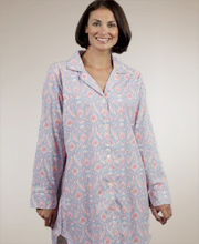 Last Ones S/M - Needham Lane Woven Cotton Long Sleeve Nightshirt - Peri Lark