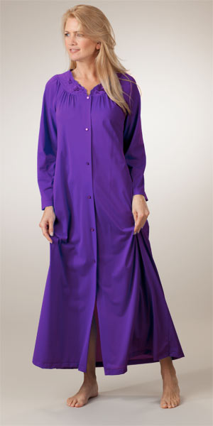 Nylon Petals Long Sleeves Long Robe - Purple Robe by Shadowline