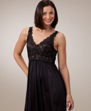 Plus Shadowline Silhouette Sleeveless Long Nightgown  - Black