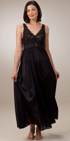 Bridal Nightwear Black Shadowline Silhouette Sleeveless Long Nightgown
