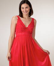 Red Silhouette Gown by Shadowline - Sleeveless Long Night Gown