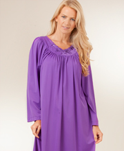 Purple Long Sleeves Shadowline Petals Ballet Night Gown