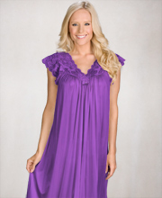 Shadowline Silhouette Flutter Sleeves Long Nightgown - Purple