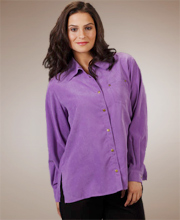 Last Ones Size S - Southern Lady Sueded Collared Blouse - Purple