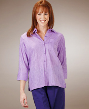 Special - Southern Lady Casual Blouse with Collar - Embossed in Lavender