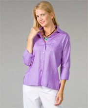 Last Ones Special - Southern Lady Casual Blouse with Collar - Embossed in Lavender