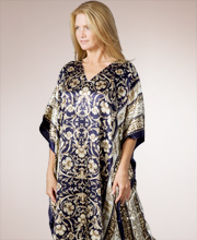 Satin Charmeuse Caftan - One Size in Midnight Elegance