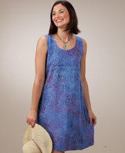 Treasures of Bali Beach Dress Cover-Up - Sleeveless Batik in Twilight Reef