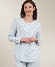 Sale - Carole Hochman 100% Cotton Knit Long Sleeve Pajama Set  - Antique Buds