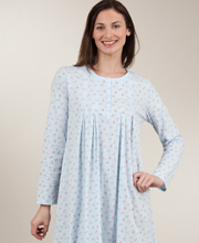 Last Ones - Carole Hochman Long Sleeve Cotton Mid Gown in Antique Buds