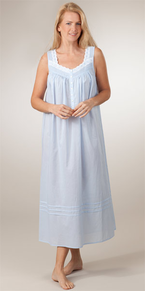 Cotton Lawn Ballet Sleeveless Blue Charms Night Gown by Eileen West