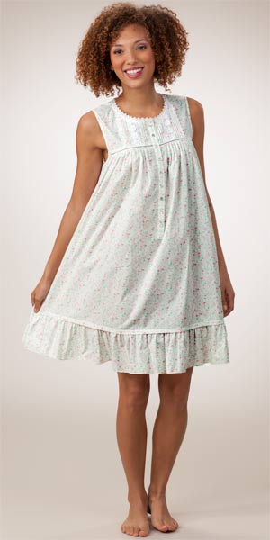 Eileen West Sleeveless Cotton Lawn Waltz Night Gown - Spring Floral