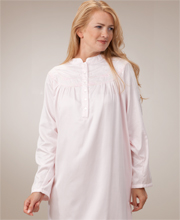 Sale - Plus Size Kayanna Brushed Back Satin Mandarin Collar Ballet Nightgown - Pink