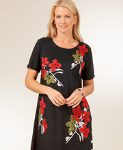 La Cera Long Dress - Tokyo Nights Short Sleeve Rayon Dress