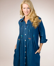 Casual Dresses - Denim La Cera Pintucked Button-Front Dress - Classic Denim