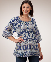 Plus La Cera 100% Cotton Shirt in Mystic Blue